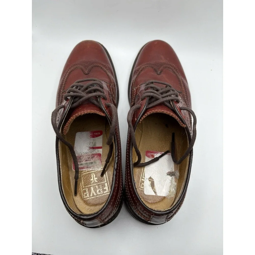 Sz 8.5 B - Frye Wingtip Oxford Shoes Red‎ Leather Brogue Dress Casual Mens